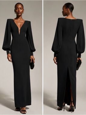 Alex Perry Carlin Strong-Shoulder Gown black US2